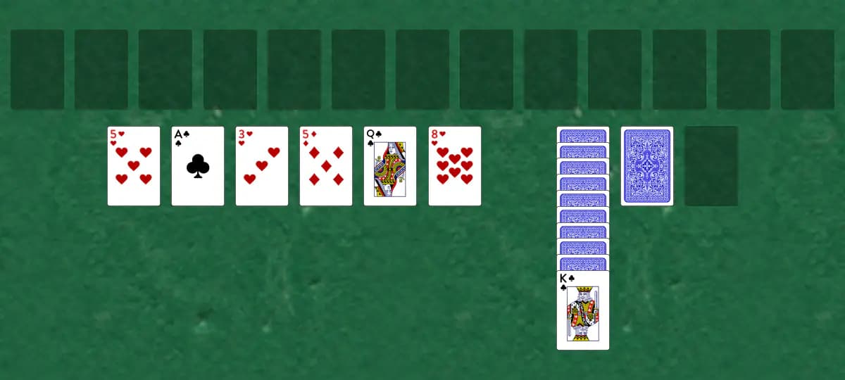 The opening deal of Beehive Solitaire, laid out on a green felt table.