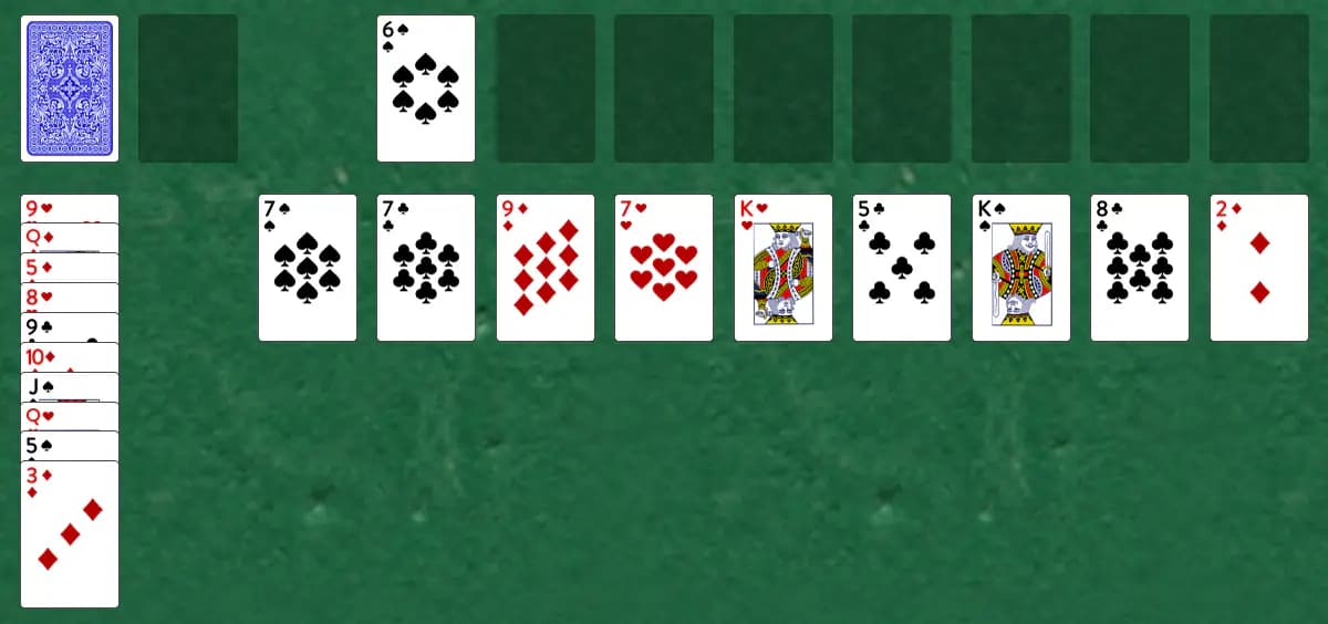 The opening deal of Blondes and Brunettes Solitaire, laid out on a green felt table.