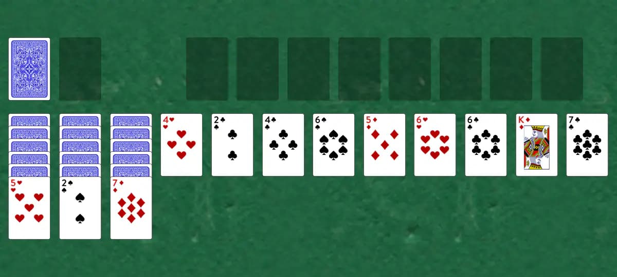 The opening deal of Boulevard Solitaire, laid out on a green felt table.