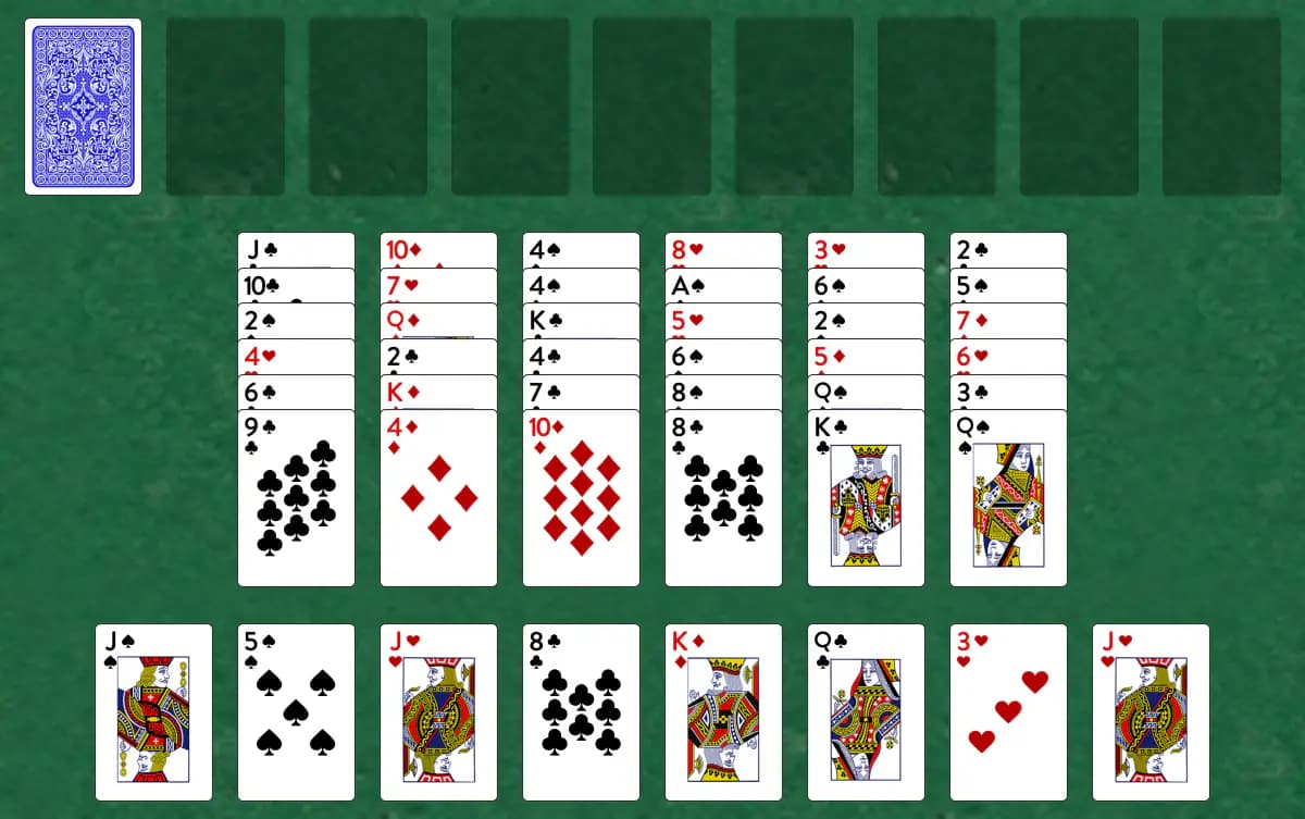 The opening deal of Carthage Solitaire, laid out on a green felt table.