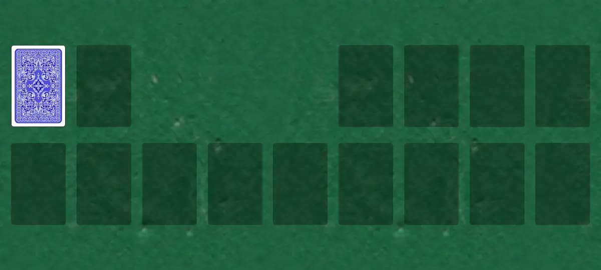 The opening deal of Corner Suite Solitaire, laid out on a green felt table.