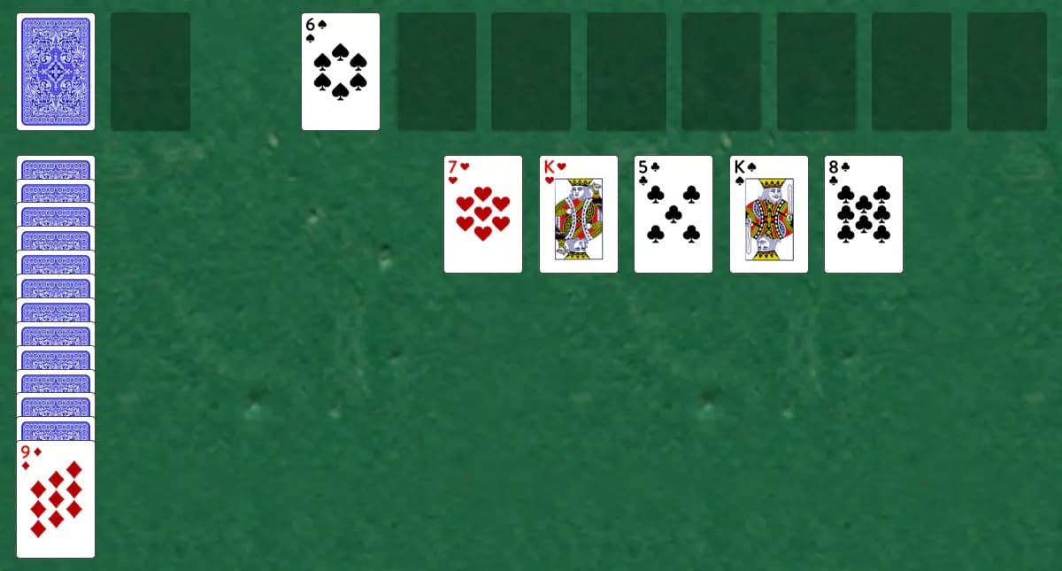 The opening deal of Double Canfield Solitaire, laid out on a green felt table.