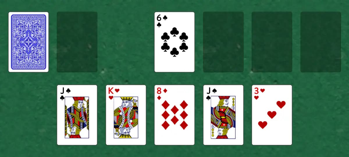 The opening deal of Four Seasons Solitaire, laid out on a green felt table.