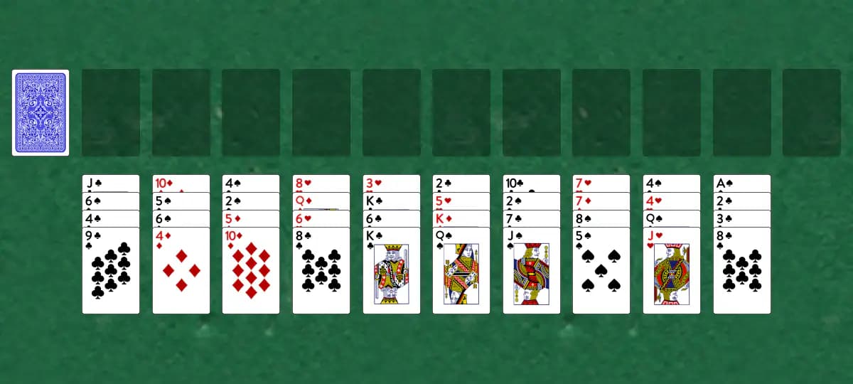 The opening deal of Three Pirates Solitaire, laid out on a green felt table.