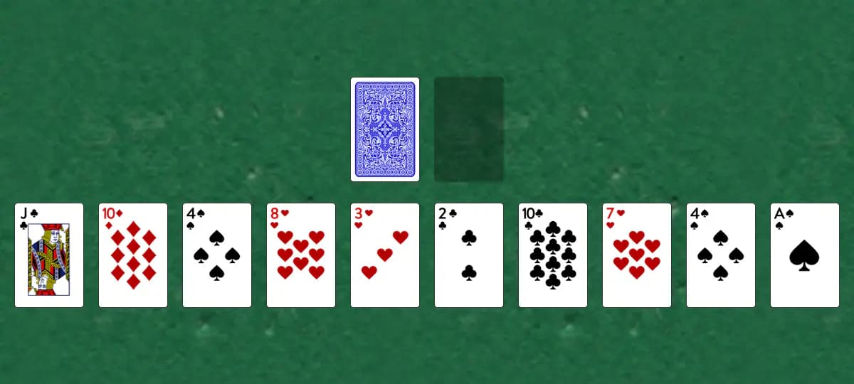 The opening deal of Bavarian Solitaire, laid out on a green felt table.