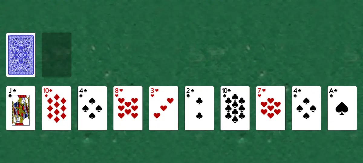 The opening deal of Brown Recluse Solitaire, laid out on a green felt table.