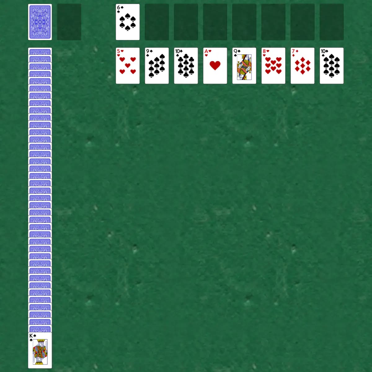 The opening deal of Demon Solitaire, laid out on a green felt table.