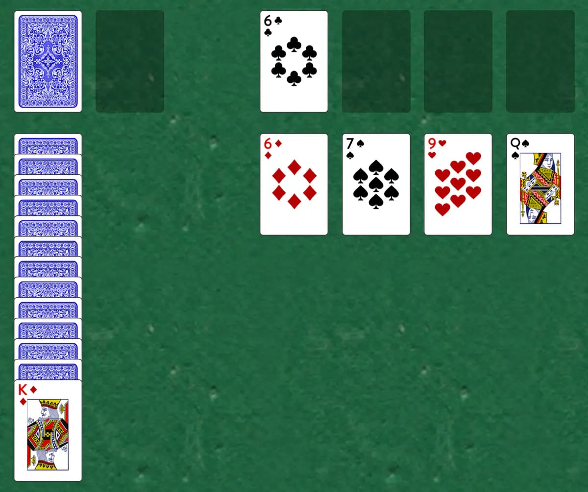 The opening deal of Rainbow Solitaire, laid out on a green felt table.