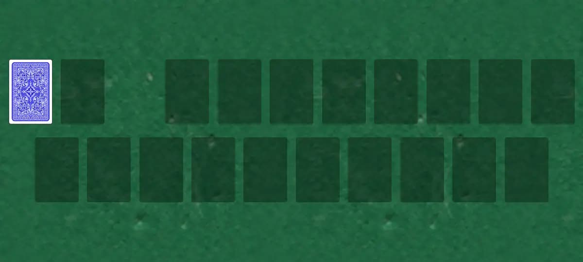 The opening deal of Robie Solitaire, laid out on a green felt table.