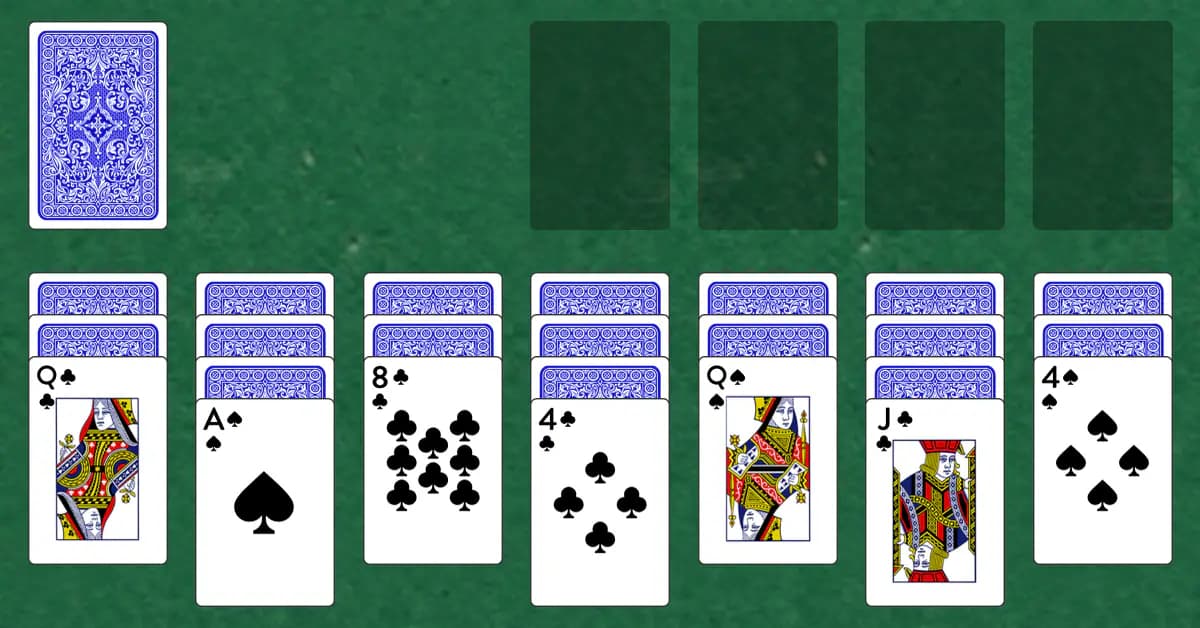 The opening deal of Sevastopol Solitaire, laid out on a green felt table.