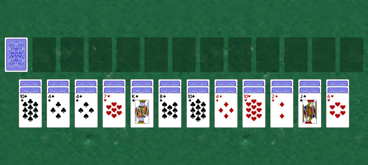 The opening deal of Triple Easthaven Solitaire, laid out on a green felt table.